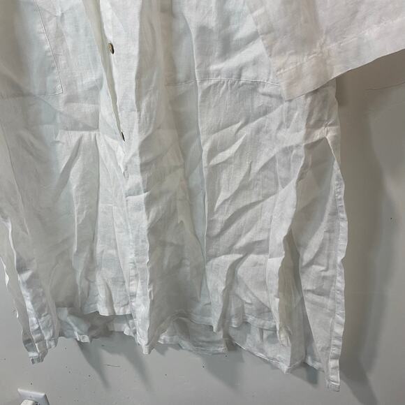 Eileen Fisher Women's Organic Linen Mandarin Collar Dress Jacket White Large - Picture 5 of 7